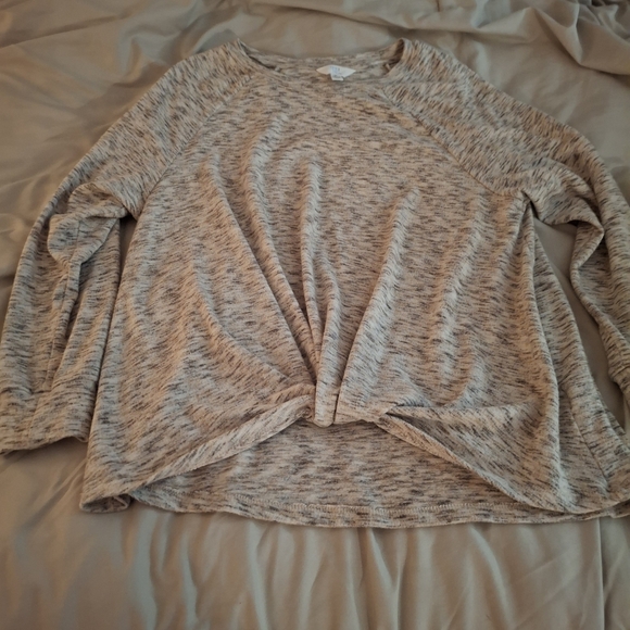 Time And Tru Women's Heathered Gray And Tan Women's Sweater Top - Picture 3 of 8